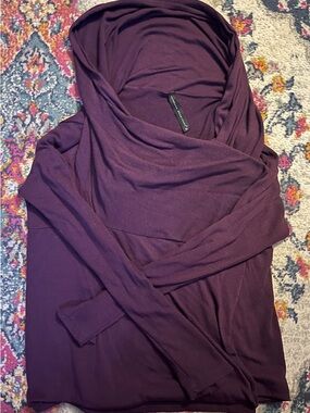 Isabella Rodriguez Plum Hooded Long Sleeve Top